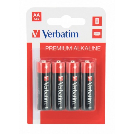 Verbatim Batteria Premium alcalina stilo LR6 Mignon AA 1,5V, in blister - 4pz