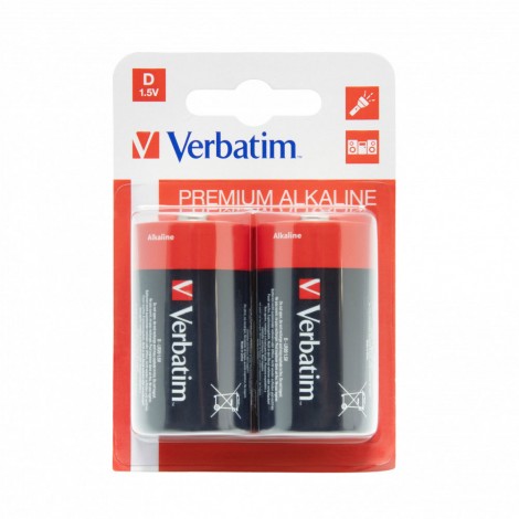 Verbatim Batteria Premium alcalina torcia D LR20 Mono 1,5V, in blister - 2pz