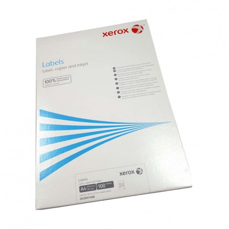 Xerox 2.400 Etichette adesive in fogli A4 bianche permanenti con angoli squadrati (70x37mm), 24 etichette per foglio - 100 fogli