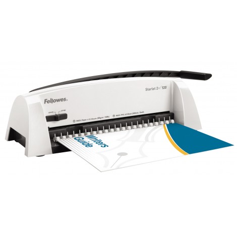 Fellowes Starlet 2+ - Rilegatrice a dorsi plastici, capacita` di perforazione 12 fogli, capacita` di rilegatura fino a 120 fogli spirali da 16mm, formato A4 - 5227901