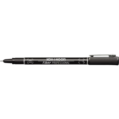 Kohinoor Fiber Professional 02 - Penna con punta in fibra rinforzata in metallo e inchiostro a china, tratto 0,2mm, colore nero - Prezzo singolo, ord. minimo 10pz - DH2102