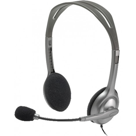 Logitech Cuffia H110 con microfono girevole con connessione tramite due connettori JACK 3,5mm, lunghezza cavo 1,8mt - 1pz - 981-000271