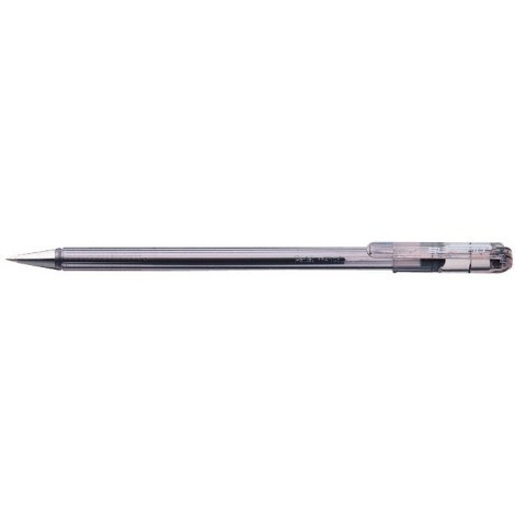 Pentel Super B - Penna a sfera con fusto trasparente, punta 0,7mm, colore nero - Prezzo singolo, ord. minimo 12pz - BK77-A
