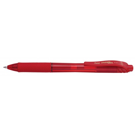 Pentel Energel X – Penna roller esente da cloruro di polivinile con grip in gomma antiscivolo, ideale per mancini, punta 0,7mm, colore rosso – Prezzo singolo, ord. minimo 12pz – BL107-BX