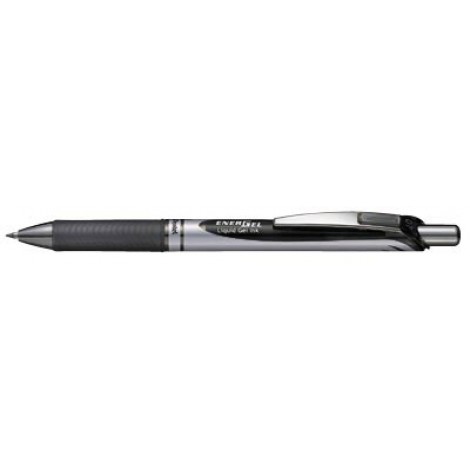 Pentel Energel XM Klick - Penna roller ricaricabile, esente da cloruro di polivinile, non macchia, punta 0,7mm, colore nero - Prezzo singolo, ord. minimo 12pz - BL77-AO