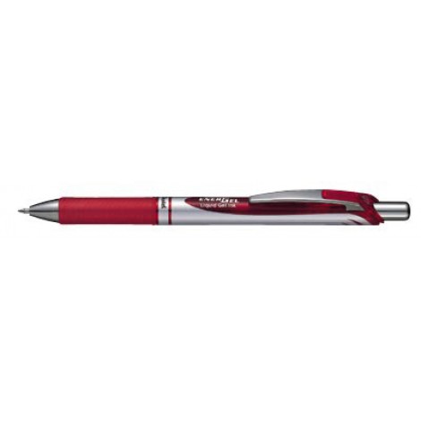 Pentel Energel XM Klick – Penna roller ricaricabile, esente da cloruro di polivinile, non macchia, punta 0,7mm, colore rosso – Prezzo singolo, ord. minimo 12pz – BL77-BO
