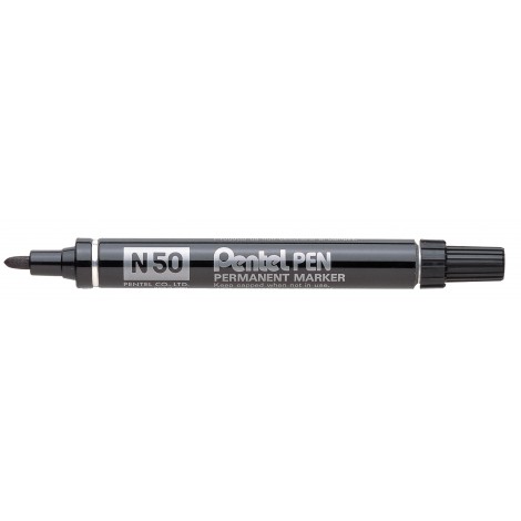 Pentel N50 - Marcatore permanente con inchiostro a base d`olio, punta 4,3mm, colore nero - Prezzo singolo, ord. minimo 12pz - N50-A