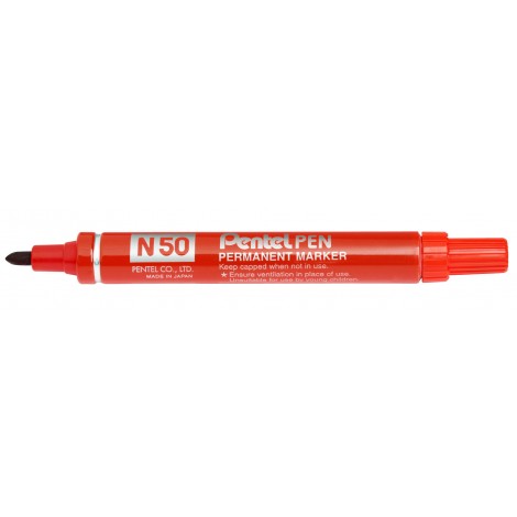 Pentel N50 - Marcatore permanente con inchiostro a base d`olio, punta 4,3mm, colore rosso - Prezzo singolo, ord. minimo 12pz - N50-B