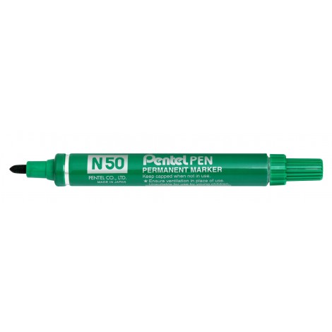Pentel N50 – Marcatore permanente con inchiostro a base d`olio, punta 4,3mm, colore verde – Prezzo singolo, ord. minimo 12pz – N50-D