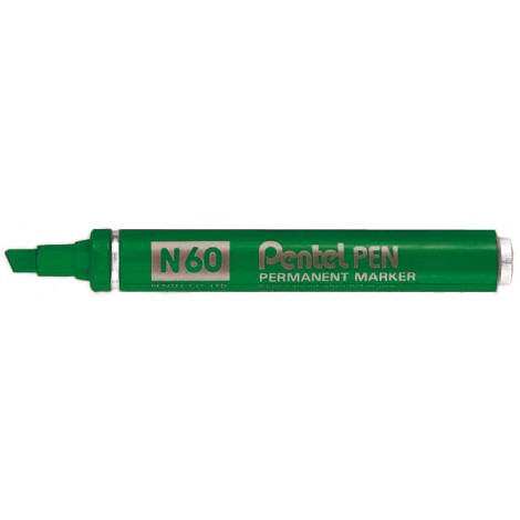 Pentel N60 - Marcatore permanente con inchiostro a base d`olio, punta da 3,9-5,7mm, colore verde - Prezzo singolo, ord. minimo 12pz - N60-D