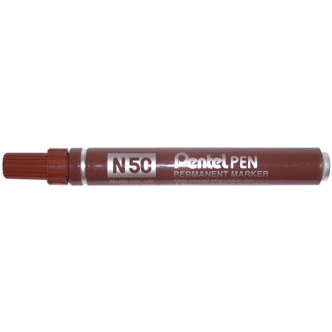 Pentel N50 - Marcatore permanente con inchiostro a base d`olio, punta 4,3mm, colore marrone - Prezzo singolo, ord. minimo 12pz - N50-E
