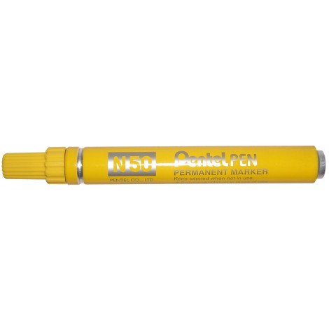 Pentel N50 – Marcatore permanente con inchiostro a base d`olio, punta 4,3mm, colore giallo – Prezzo singolo, ord. minimo 12pz – N50-G