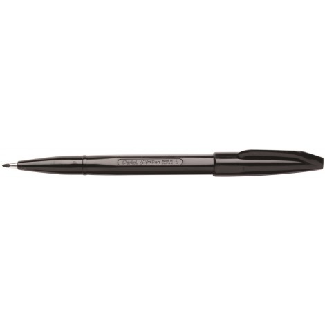 Pentel Sign Pen S520 - Penna con punta in fibra a base acqua ed inchiostro a tinta, punta 2mm, tratto 0,8mm, colore nero - Prezzo singolo, ord. minimo 12pz - S520-A