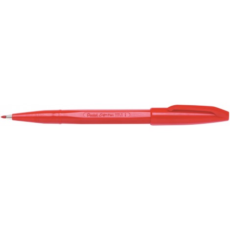 Pentel Sign Pen S520 – Penna con punta in fibra a base acqua ed inchiostro a tinta, punta 2mm, tratto 0,8mm, colore rosso – Prezzo singolo, ord. minimo 12pz – S520-B
