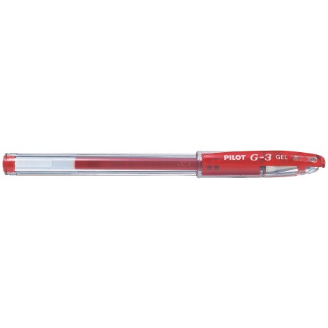 Pilot BL-G3 – Penna roller con sistema d`inchiostro diretto ricaricabile, livello d`nchiostro visibile, grip ergonomico, punta 0,7mm, colore rosso – Prezzo singolo, ord. minimo 12pz –  001492