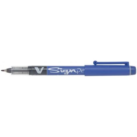 Pilot V-Signpen - Pennarello con punta in fibra con regolatore d`inchiostro, punta 2mm, colore blu - Prezzo singolo, ord. minimo 12pz - 001501