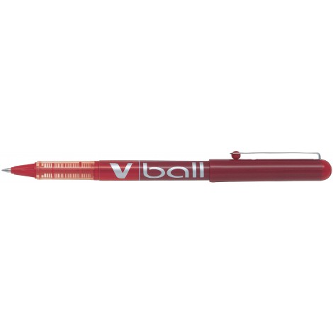 Pilot V Ball – Penna roller ad inchiostro liquido, punta 0,5mm, impugnatura in gomma, colore rosso – Prezzo singolo, ord. minimo 12pz – 011212