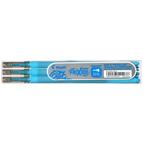 Pilot Frixion Point - Refill set penna a sfera, punta 0,5mm, colore azzurro - 3pz - 006424