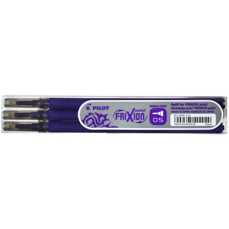 Pilot Frixion Point – Refill set penna a sfera, punta 0,5mm, colore viola – 3pz – 006425