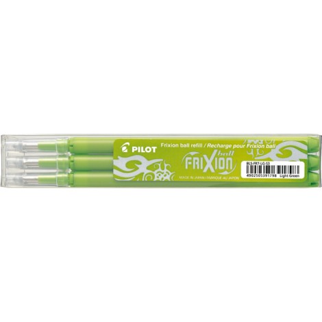 Frixion Ball – Refill set penna a sfera, punta 0,7mm, colore verde chiaro – 3pz – 006608