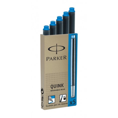 Parker Quink - Refill per stilografica, inchiostro lavabile, colore blu royal - 5pz - 1950383