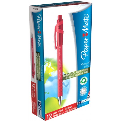 Papermate Flexgrip Ultra – Penna a sfera con punta media 1mm, colore rosso – Prezzi singolo, ord. minimo 12pz – S0190413