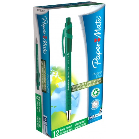 Papermate Flexgrip Ultra - Penna a sfera con punta media 1mm, colore verde - Prezzi singolo, ord. minimo 12pz - S0190453