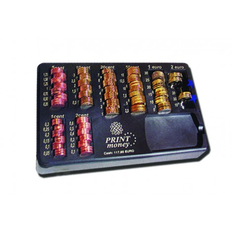 Printex Contenitore con 8 singole scanalature per monete da 1-2-5-10-20-50 centesimi e 1-2 euro, dimensione 26x16cm - 1pz - TAMP/SM07PRM