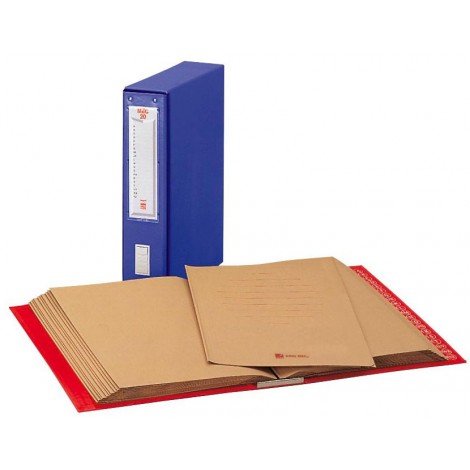 King Mec Classificatore alfabetico, formato 24x34cm, dorso 8,5cm, 20 tasche a 3 lembi, colore blu  - 1pz - 00012004