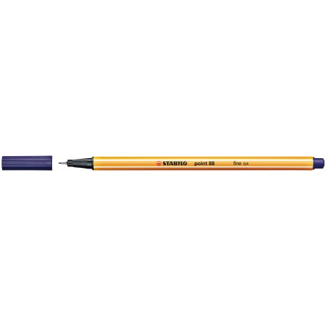 Stabilo Fineliner Point 88 - Pennarello con punta rinforzata in metallo e fusto esagonale, tratto 0,4mm, colore blu notte - Prezzo singolo, ord. minimo 10pz - 88/22