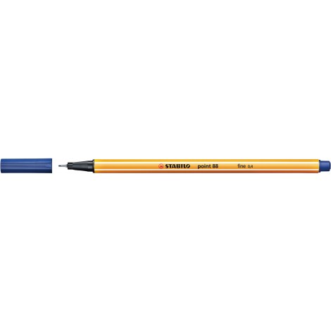 Stabilo Fineliner Point 88 – Pennarello con punta rinforzata in metallo e fusto esagonale, tratto 0,4mm, colore blu – Prezzo singolo, ord. minimo 10pz – 88/41