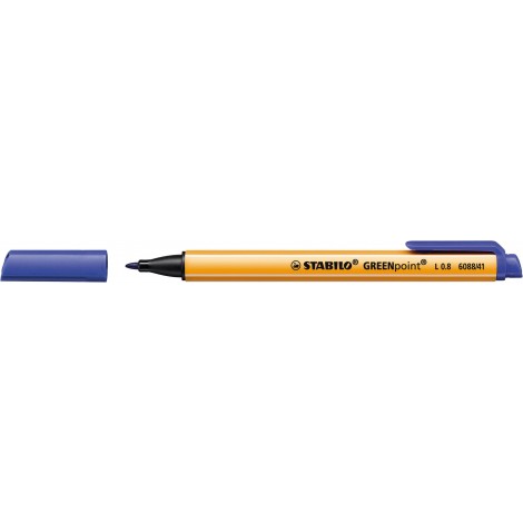Stabilo Green point - Penna con punta in fibra, fusto in materiale riciclato al 98%, tratto 0,8mm,  colore blu - Prezzo singolo, ord. minimo 10pz - 6088/41