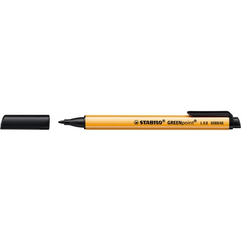 Stabilo Green point – Penna con punta in fibra, fusto in materiale riciclato al 98%, tratto 0,8mm, colore nero – Prezzo singolo, ord. minimo 10pz – 6088/46