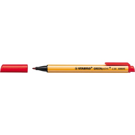 Stabilo Green point – Penna con punta in fibra, fusto in materiale riciclato al 98%, tratto 0,8mm, colore rosso – Prezzo singolo, ord. minimo 10pz – 6088/40