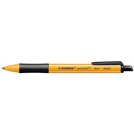 Stabilo Pointball - Penna a sfera realizzata con il 79% di plastica riciclata, impugna in gomma antiscivolo, tratto 0,5mm, colore nero - Prezzo singolo, ord. minimo 10pz - 6030/46