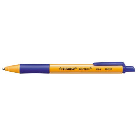 Stabilo Pointball – Penna a sfera realizzata con il 79% di plastica riciclata, impugna in gomma antiscivolo, tratto 0,5mm, colore blu – Prezzo singolo, ord. minimo 10pz – 6030/41