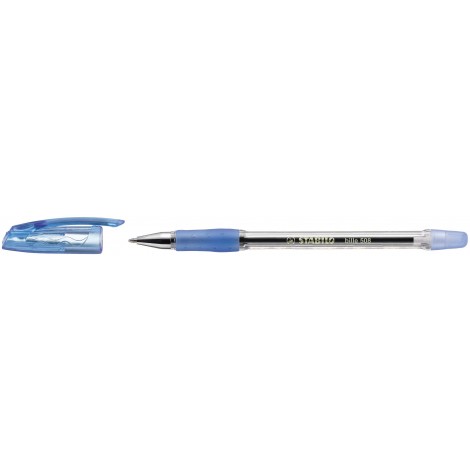 Stabilo Bille – Penna a sfera con fusto trasparente e impugnatura in morbida gomma, tratto 0,45mm, colore blu – Prezzo singolo, ord. minimo 10pz – 508M1041