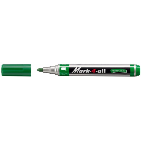 Stabilo Mark 4 All - Marcatore permanente con inchiostro a base d`alcool, esente da xilene e toluene, tratto 1-2,5mm, colore verde - Prezzo singolo, ord. minimo 10pz - 651/36