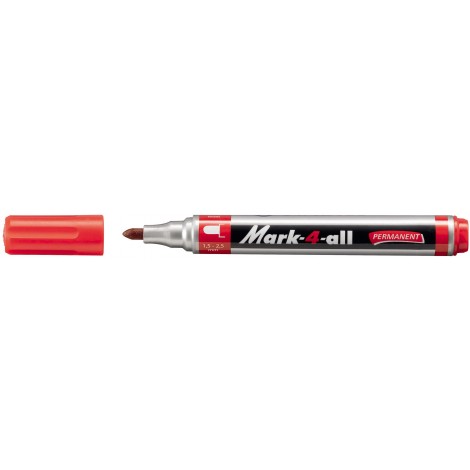 Stabilo Mark 4 All – Marcatore permanente con inchiostro a base d`alcool, esente da xilene e toluene, tratto 1-2,5mm, colore rosso – Prezzo singolo, ord. minimo 10pz – 651/40