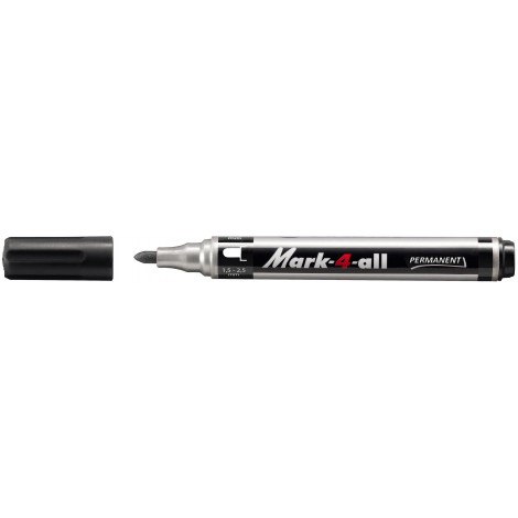 Stabilo Mark 4 All – Marcatore permanente con inchiostro a base d`alcool, esente da xilene e toluene, tratto 1-2,5mm, colore nero – Prezzo singolo, ord. minimo 10pz – 651/46