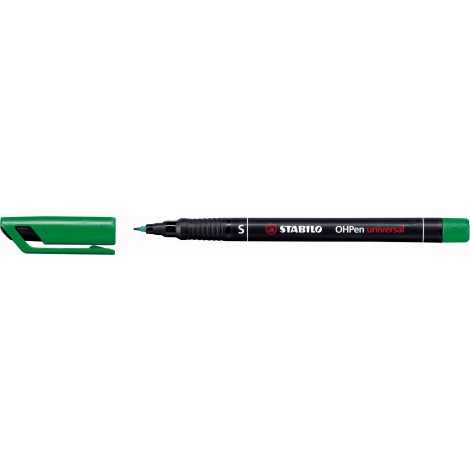 Stabilo OHPen - Pennarello per lucidi e superfici lisce, inchiostro permanente, punta superfine, tratto 0,4mm, colore verde - ord. minimo 10pz - 841/36