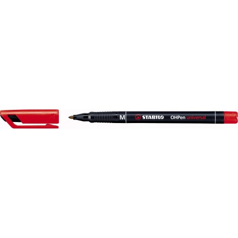Stabilo OHPen - Pennarello per lucidi e superfici lisce, inchiostro permanente, punta media, tratto 1mm, colore rosso  - ord. minimo 10pz - 843/40