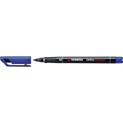 Stabilo OHPen – Pennarello per lucidi e superfici lisce, inchiostro permanente, punta media, tratto 1mm, colore blu – ord. minimo 10pz – 843/41