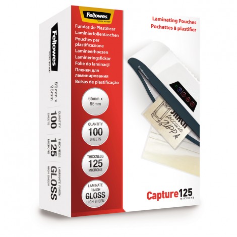 Fellowes Capture - Pouches 6,5x9,5cm, finitura lucida, 125 micron - 1conf. - 5306702