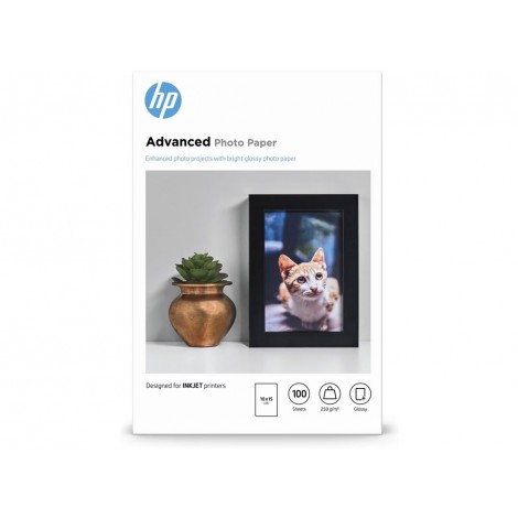 HP Carta bianca fotografica lucida senza bordi, A6, 100 fogli, 250gr - 1pz - Q8692A