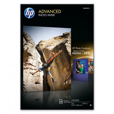 HP Advanced - Carta bianca fotografica lucida, A3 , 20 fogli, 250gr - 1pz - Q8697A
