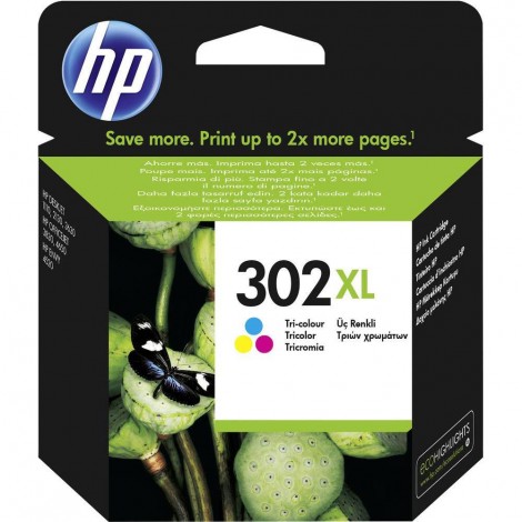F6U67AE Cartuccia 302 XL inchiostro ciano, magenta e giallo per HP DESKJET 2136 (8ml) 1pz