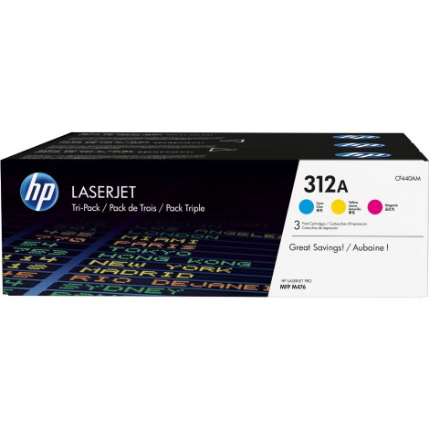 CF440AM Toner ciano, magenta e giallo per HP COLOR LASERJET M 476 (3x2.700pg) 1Conf.