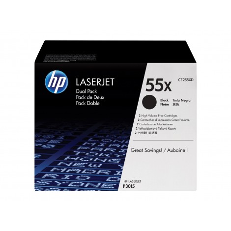 CE255XD Toner nero per HP LASERJET P3015D (2x12.500pg) 1Conf.
