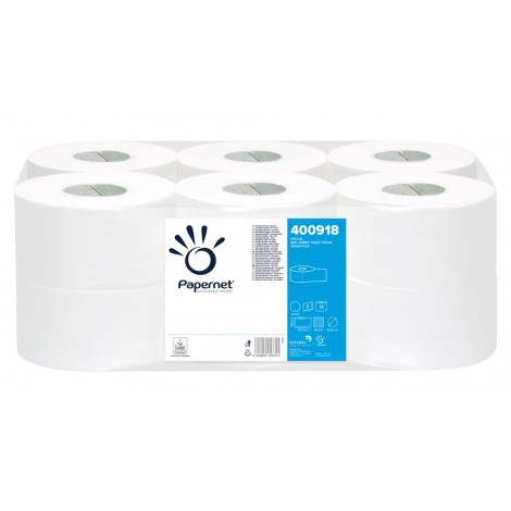 Papernet Carta igienica mini jumbo 152m, 1 strappo in pura cellulosa, goffratura micro, 2 veli - 400918 Dispenser 416145
